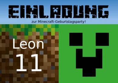 Minecraft adventskalender aus papier basteln paper hand made. Witzige Einladungskarte zum 11. Kindergeburtstag für alle ...
