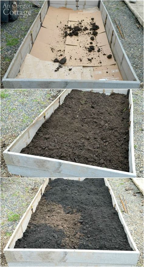 Build Up Soil In A Raised Garden Bed By Adding Layers Cardboard