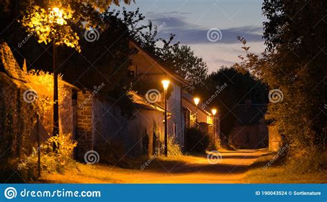 A Night In France Of A Rural Village In France Stock Photo Image Of