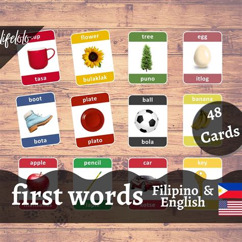 First Words Filipino Flash Cards Bilingual Homeschool
