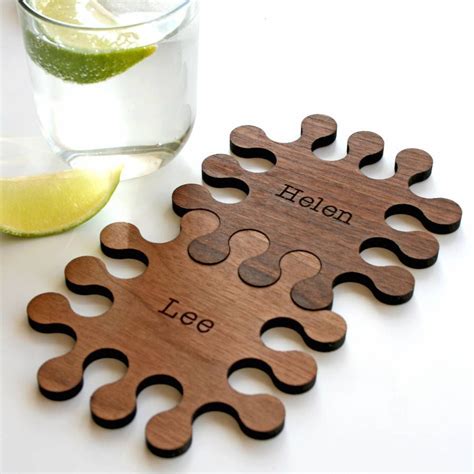 Set Of Two Personalised Wood Jigsaw Coasters By Wood Paper Scissors