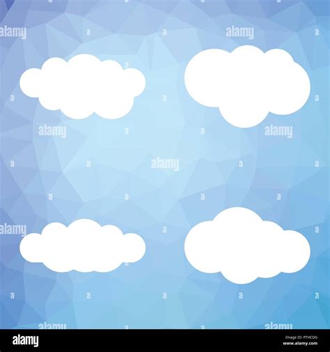 Vector Illustration Set Of White Clouds On A Blue Background Flat