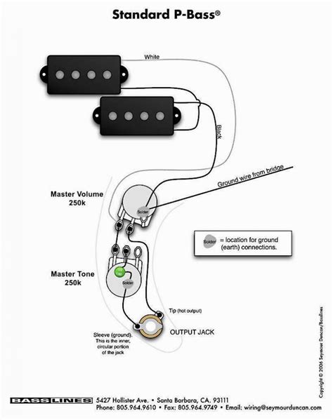 Click diagram image to open/view full size version. Single Coil vs. Split Coil P bass wiring. Extra ground between volume and tone pot? | TalkBass.com