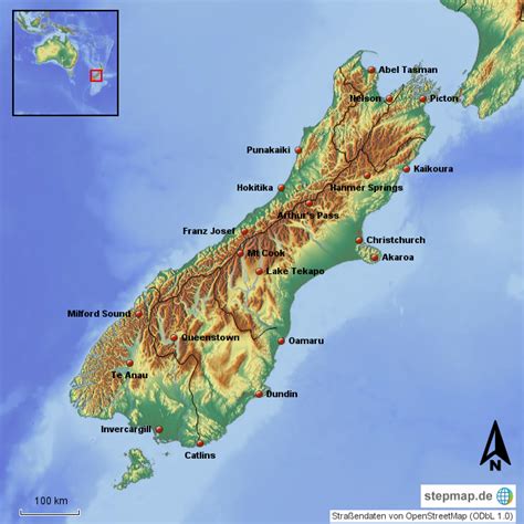 Stepmap Neuseeland Landkarte Für Neuseeland
