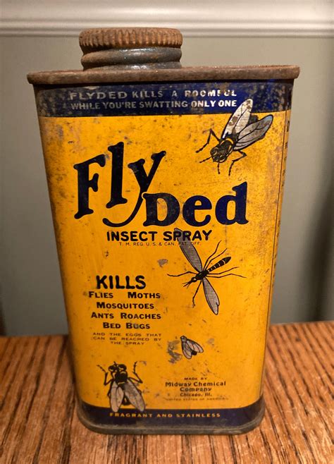 Vintage FLY DED Insect Killer; Bug Spray; 1930s Pesticide Tin