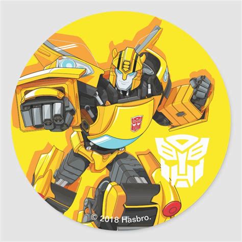 Transformers Bumblebee Punching Pose Classic Round Sticker Zazzle Com In Transformers