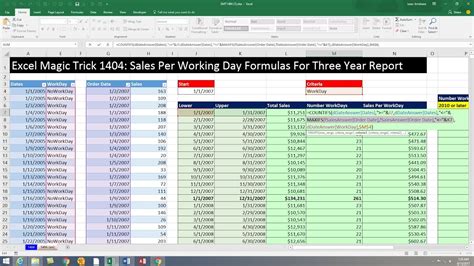 Excel Magic Trick 1404 Sales Per Working Day By Month Formulas For