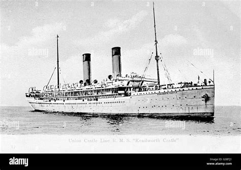 Rms Kenilworth Castle Union Castle Line Ship At Sea Early 20th Stock
