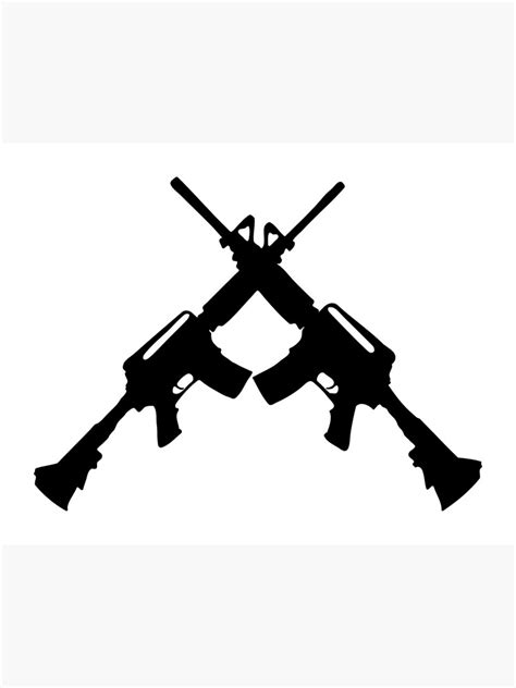 Crossed Guns M4 Carbines Silhouette Logo Art Print By Aaronisback