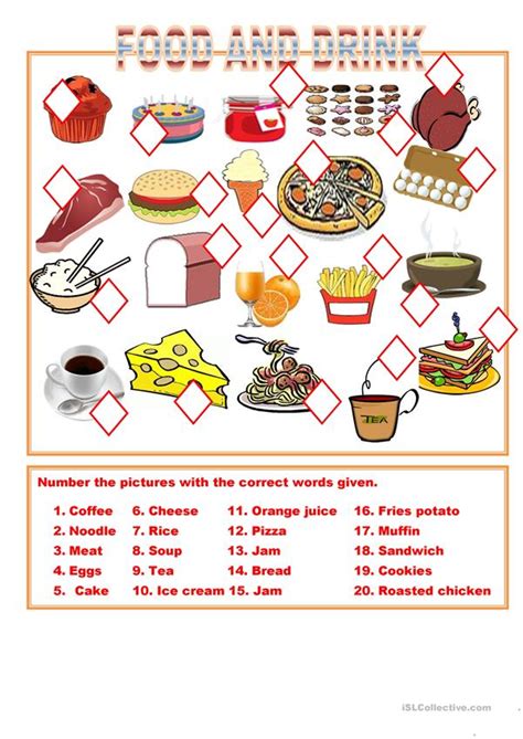 4.sınıf food and drinks worksheet. food and drink worksheet - Free ESL printable worksheets ...