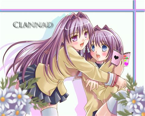 2girls Clannad Fujibayashi Kyou Fujibayashi Ryou Twins Anime