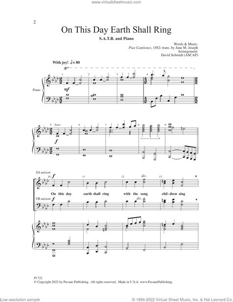 On This Day Earth Shall Ring Sheet Music For Choir Satb Soprano Alto