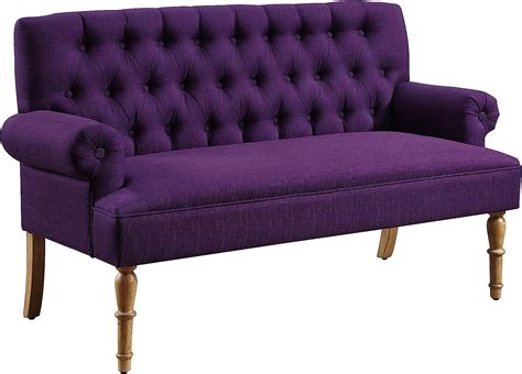 Hermosa Tufted Upholstered Settee Violet Home And Kitchen