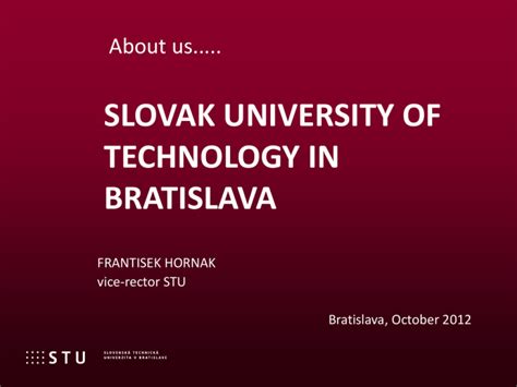 Slovak University Of Technology In Bratislava