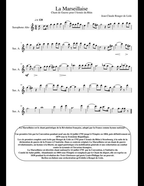Chant De Guerre Pour L Armée Du Rhin - La Marseillaise Chant de Guerre pour l'Armée du Rhin sheet music for
