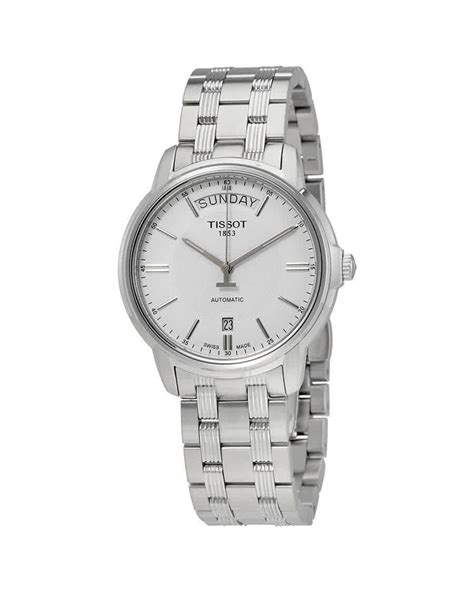 Tissot T Classic Automatic Iii Day Date White Dial Mens Watch In Silver Tone White Metallic