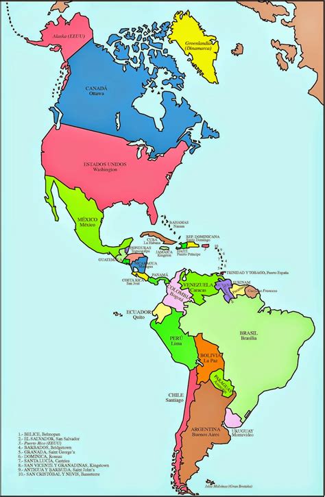 Mapa Politico De America Con Todos Los Paises World Maps Kulturaupice