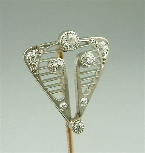 Antique Deco Gold Platinum Diamond Stick Pin Vintage Estate Jewelry A