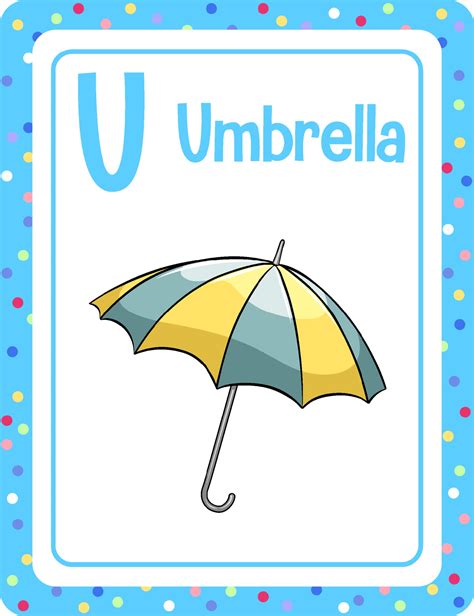 Alphabet Flashcard With Letter U For Umbrella 3188714 Vector Art At