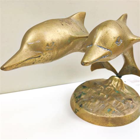 Vintage Brass Dolphins Dolphin Statue Vintage Brass Animals Boho