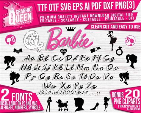 2 Barbie Font 2 Barbie Alphabet Ttf And Otf Downloadable And Etsy