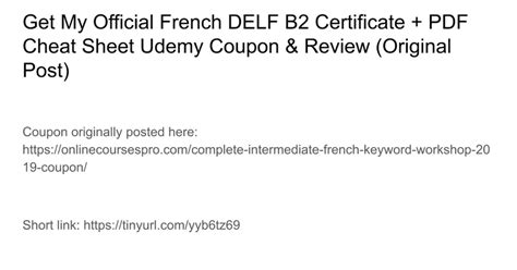 Get My Official French Delf B Certificate Pdf Cheat Sheet Udemy