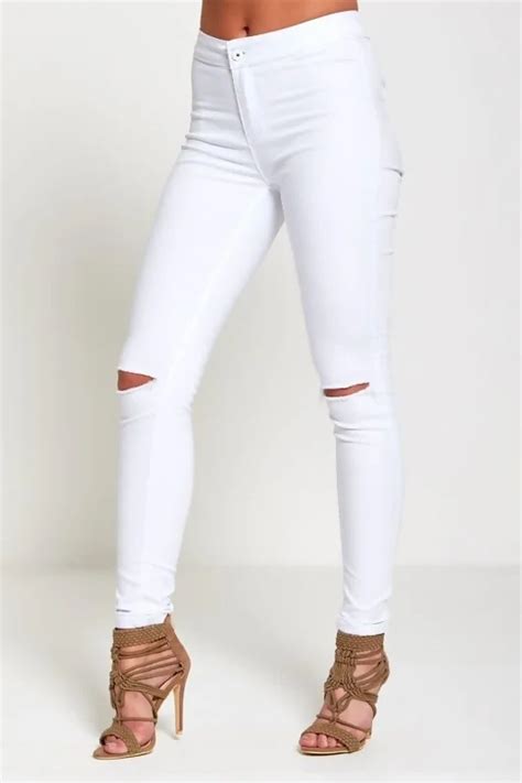 White High Waisted Super Stretch Skinny Jeans Justyouroutfit