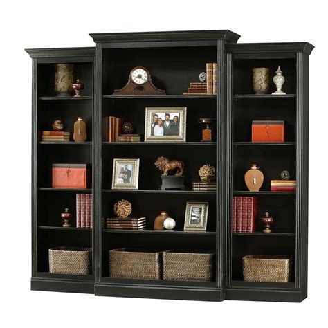 Oxford Small Bookcase Wall Antique Black Howard Miller Furniture Cart