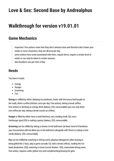 Love Amp Sex Second Base By Andrealphus Walkthrough For Love And Sex