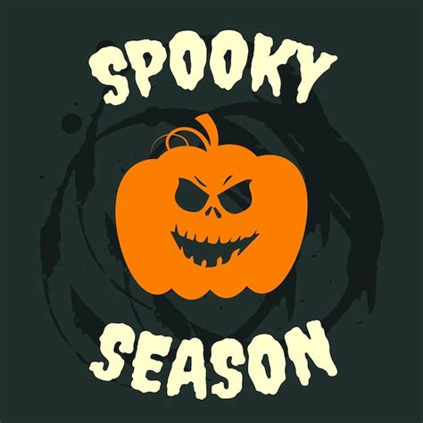 Premium Vector Scary Pumpkin And Spooky Season Text On Dark