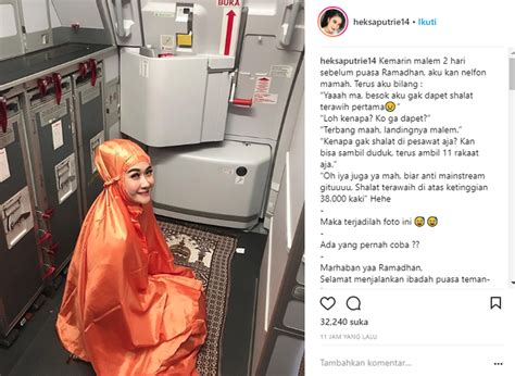 Unggah Potret Dan Ungkap Alasan Salat Tarawih Di Pesawat Pramugari Batik Air Banjir Pujian