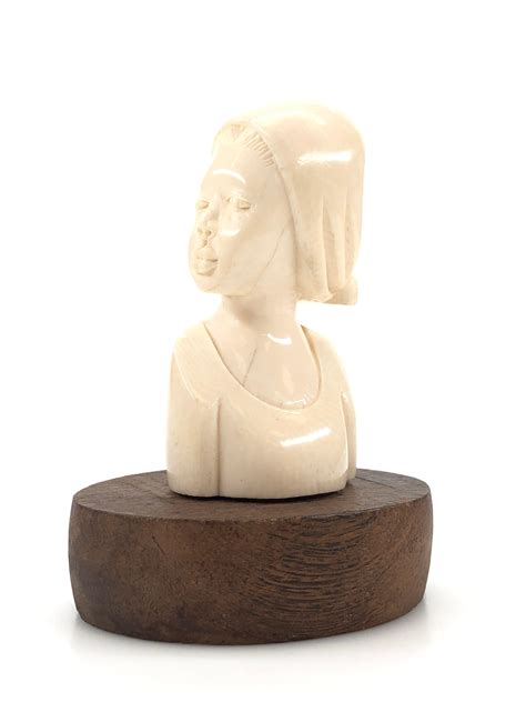 Lot Antique African Hand Carved Ivory Female Bust