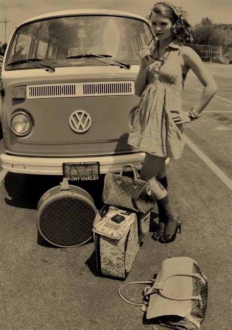 Volkswagen Maggiomodelli Combi Volkswagen Con Sexy Girl Vintage Foto