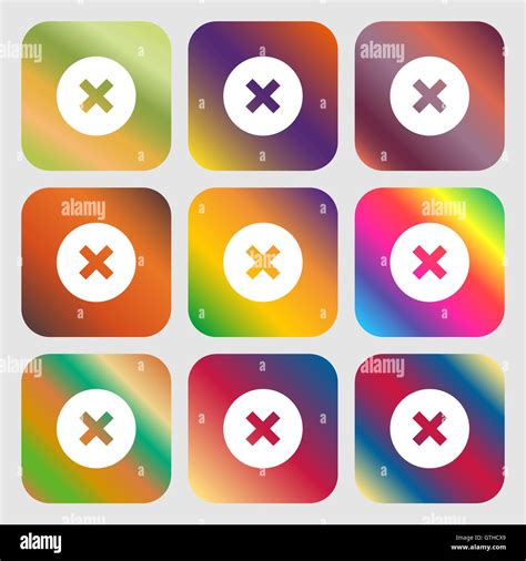 Cancel Icon Nine Buttons With Bright Gradients For Beautiful Design