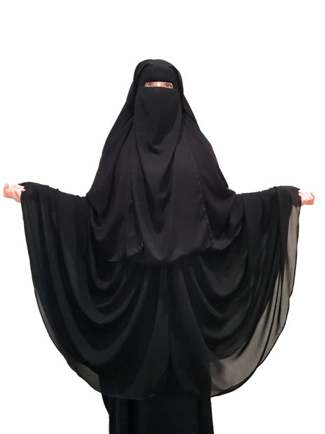 3 Long Layer 2in1 Khimar Niqab Ukht London