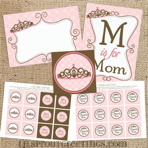 Items Similar To Pink Princess Baby Shower Printable Decorations