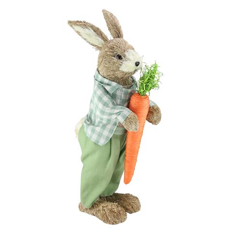 19 Spring Sisal Standing Bunny Rabbit Figure With Carrot Christmas