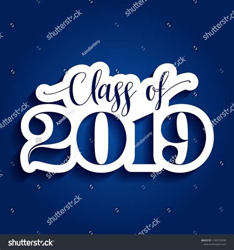 Class Of 2019 Congratulations Graduate Typography White Sticker And Isolated Dark Blue