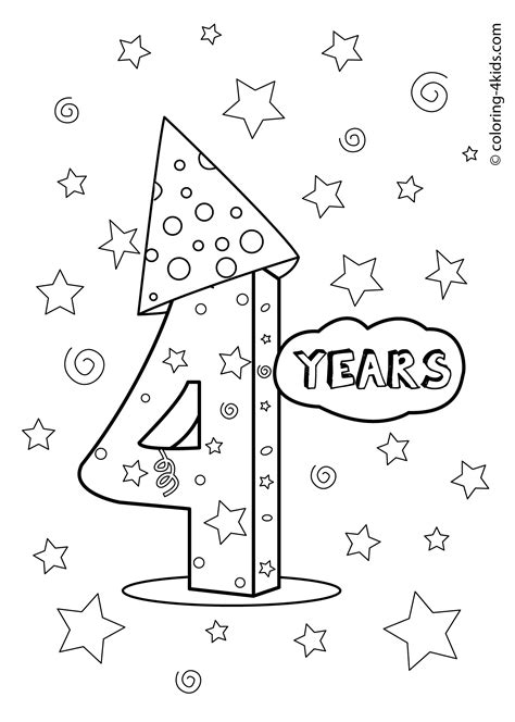 Search through 52646 colorings, dot to dots, tutorials and silhouettes. 4 years, birthday coloring pages for kids, printables # ...