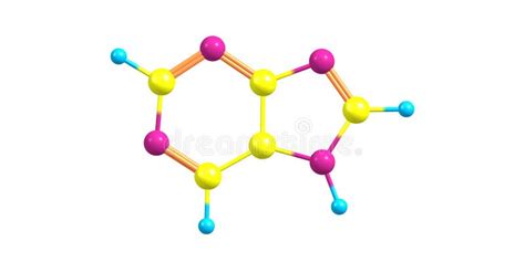 Estructura Molecular De La Purina Aislada En Blanco Stock De Ilustración Ilustración De