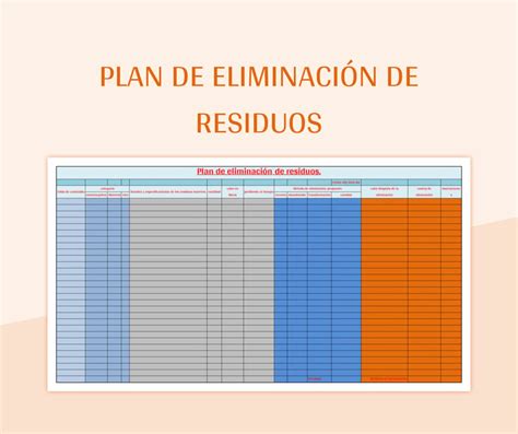 Plantilla De Excel Plan De Eliminación De Residuos Y Hoja De Cálculo De