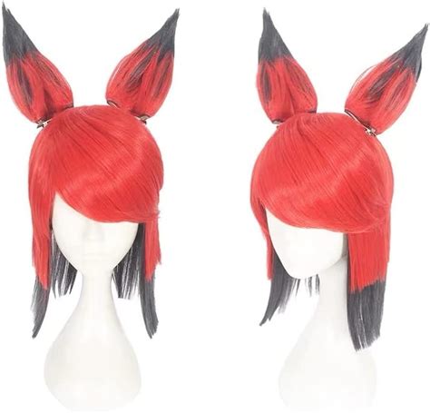 Anime Cosplay Wig Hazbin Hotel Alastor Wig With Detachable Ears Black