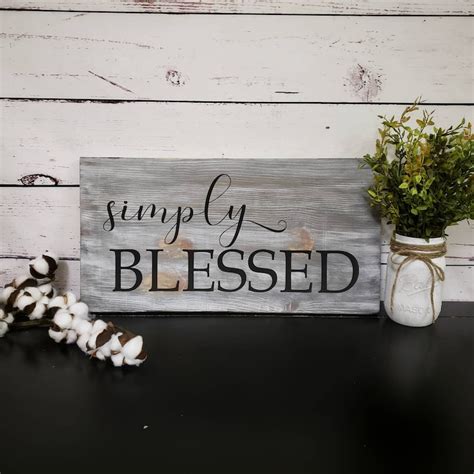 Simply Blessed Sign Inspirational Wall Art Farmhouse Etsy