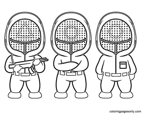 Squid Game Guards Coloring Pages Squid Game Coloring Pages Coloring