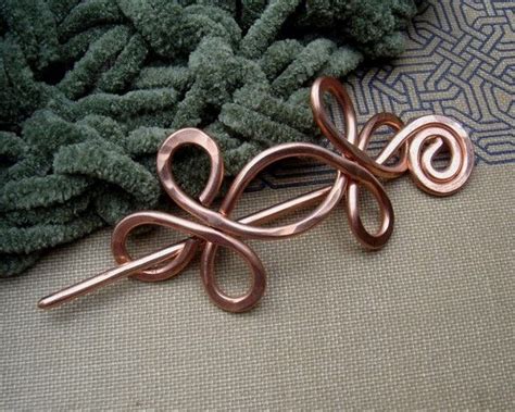 Copper Celtic Shawl Pin Double Crossed Loops Hair Pin Scarf Etsy