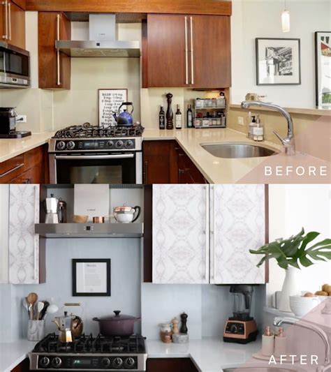 Replacing cabinet doors will give your room an instant facelift. How to Transform Your Kitchen Cabinets with Wallpaper - Salt House