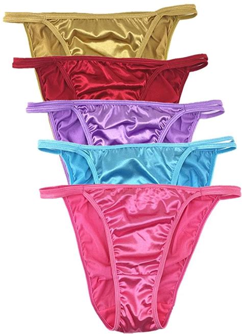 colorful star 5 pack women s sexy satin panties at amazon women s clothing store string bikini