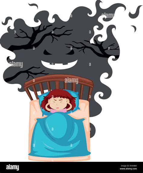 A Girl Having A Nightmare Illustration Stock Vector Image And Art Alamy