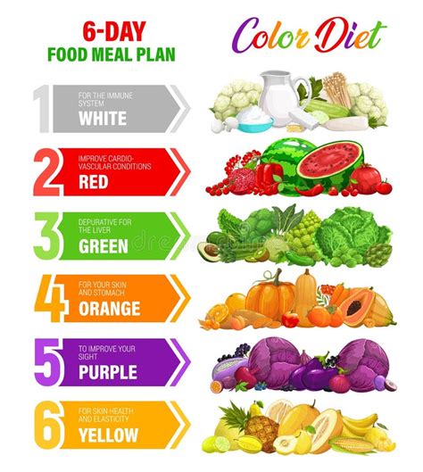 Color Rainbow Diet Nutrition Plan Infographics Stock Vector