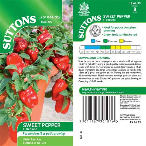 Pepper Sweet Seeds F1 Redskin Suttons